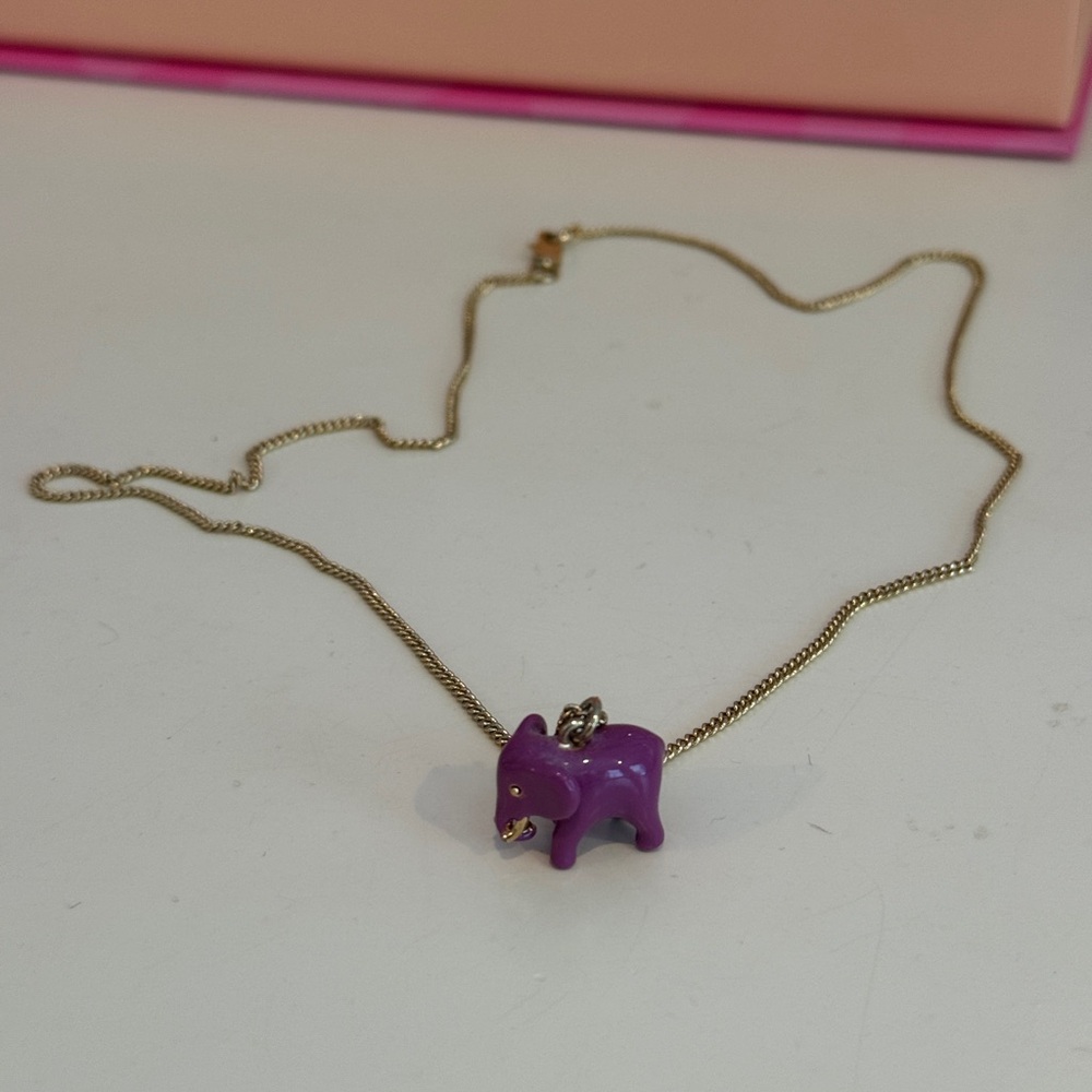J Crew Purple Elephant Pendant Necklace